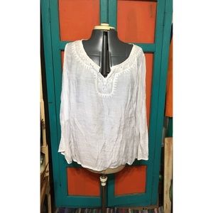 AB Studio XL White Poets Blouse